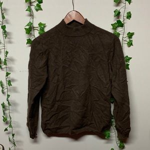 In Línea Brown Cashmere Turtleneck Sweater